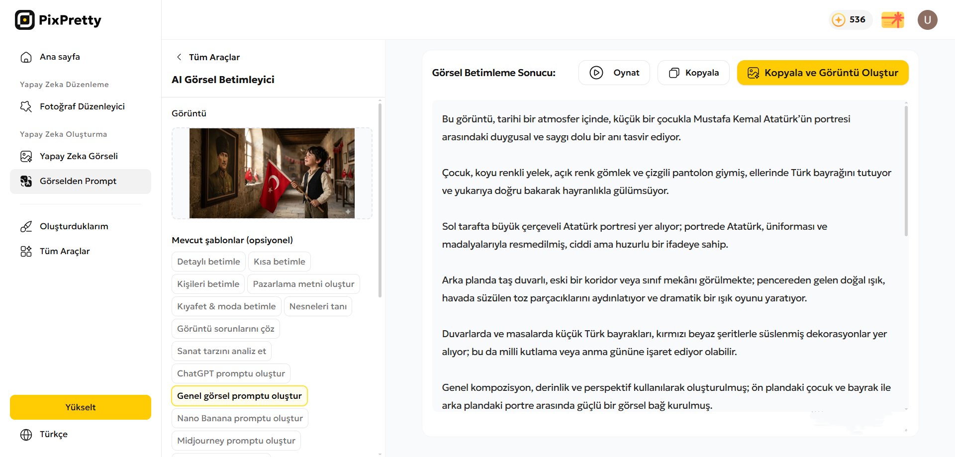 pixpretty fotoğraftan prompt oluşturma
