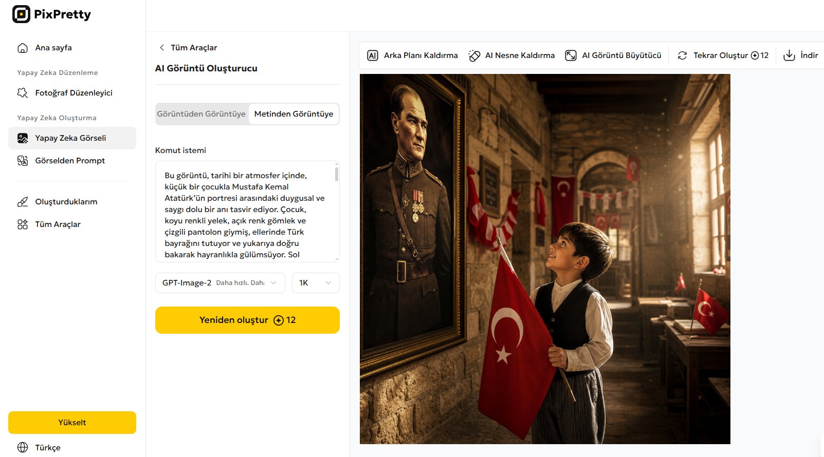 pixpretty yapay zeka fotoğraf oluşturma