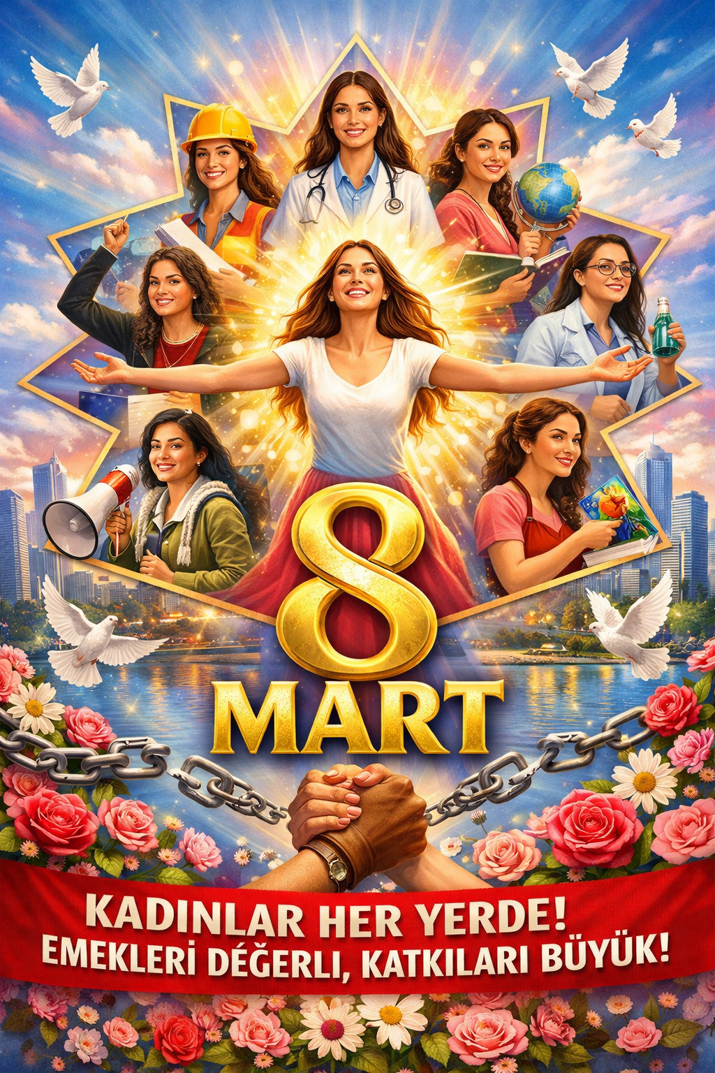 Çok katmanlı kadınlar günü illüstrasyonu