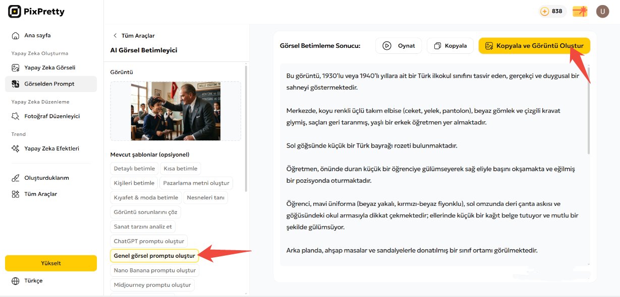 pixpretty fotoğraftan prompt oluşturma