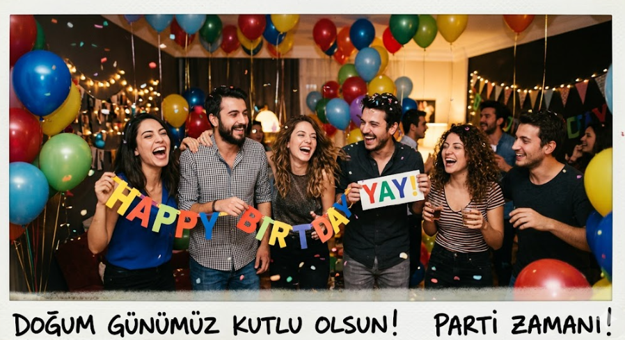 Polaroid tarzı doğum günü fotoğrafı