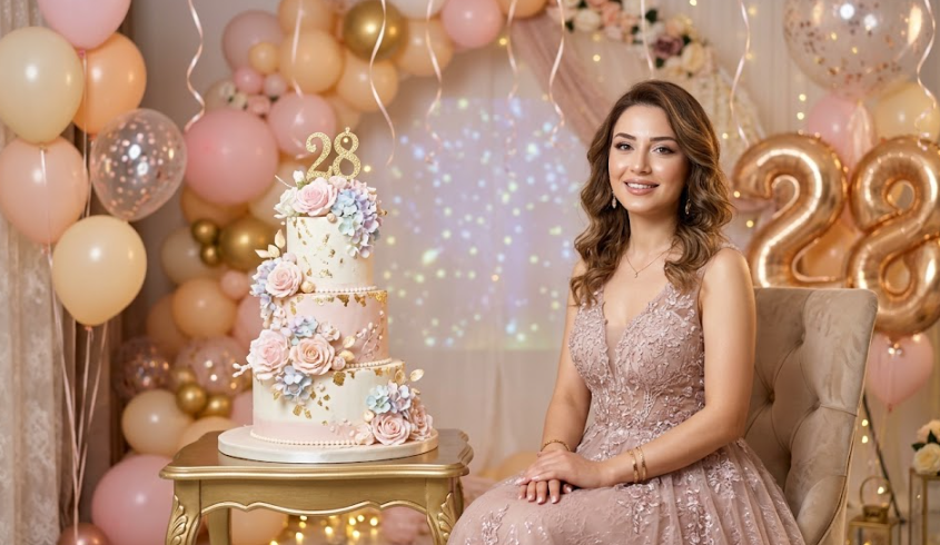 soft glam tarzı doğum günü portresi