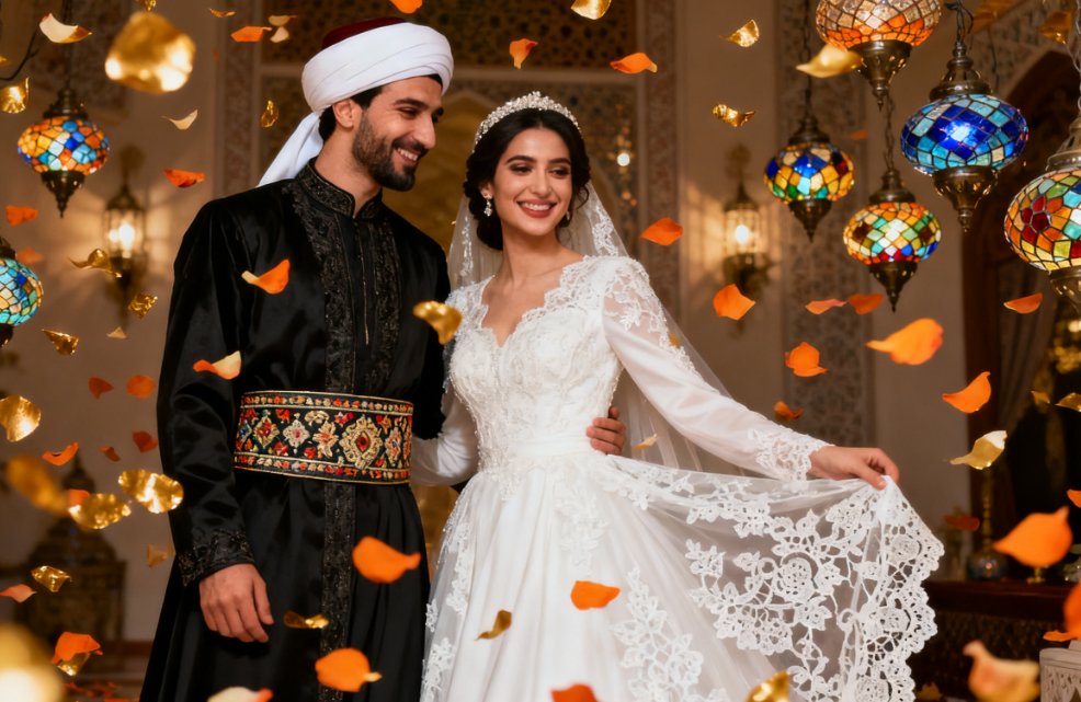 Türk düğününde gelin ve damat