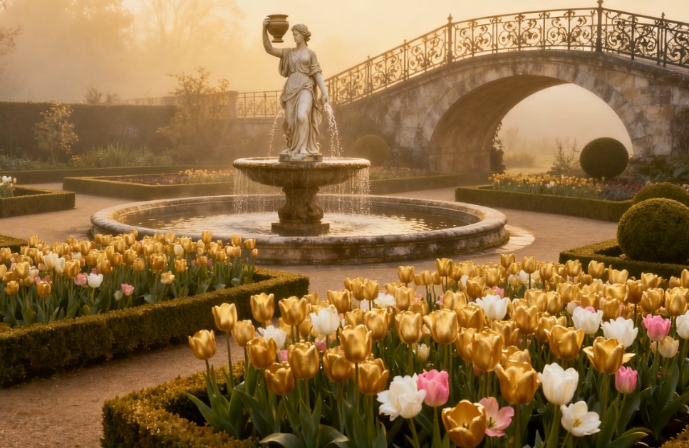 Lale dönemi estetiğinde bahçe manzarası