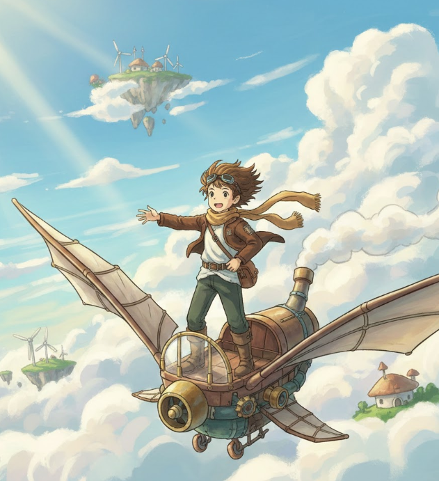 ChatGPT ile Ghibli tarzı uçan makine sahnesi oluşturma