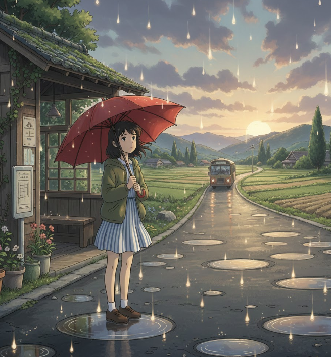 ChatGPT ile Ghibli tarzı yağmurlu sahne çizimi yapma