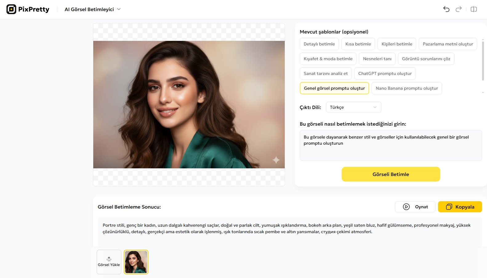 pixpretty chatgpt portre promptunu oluşturma
