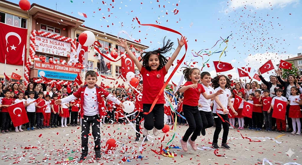 Konfeti çocuk bayram sahne prompt