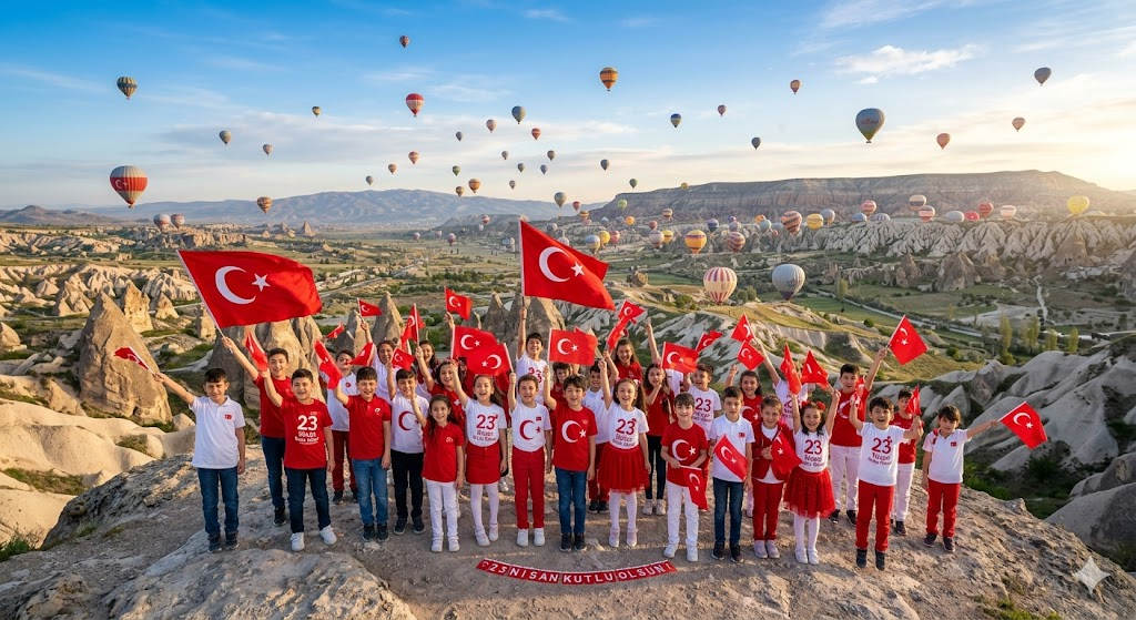 Kapadokya 23 Nisan balonlar prompt