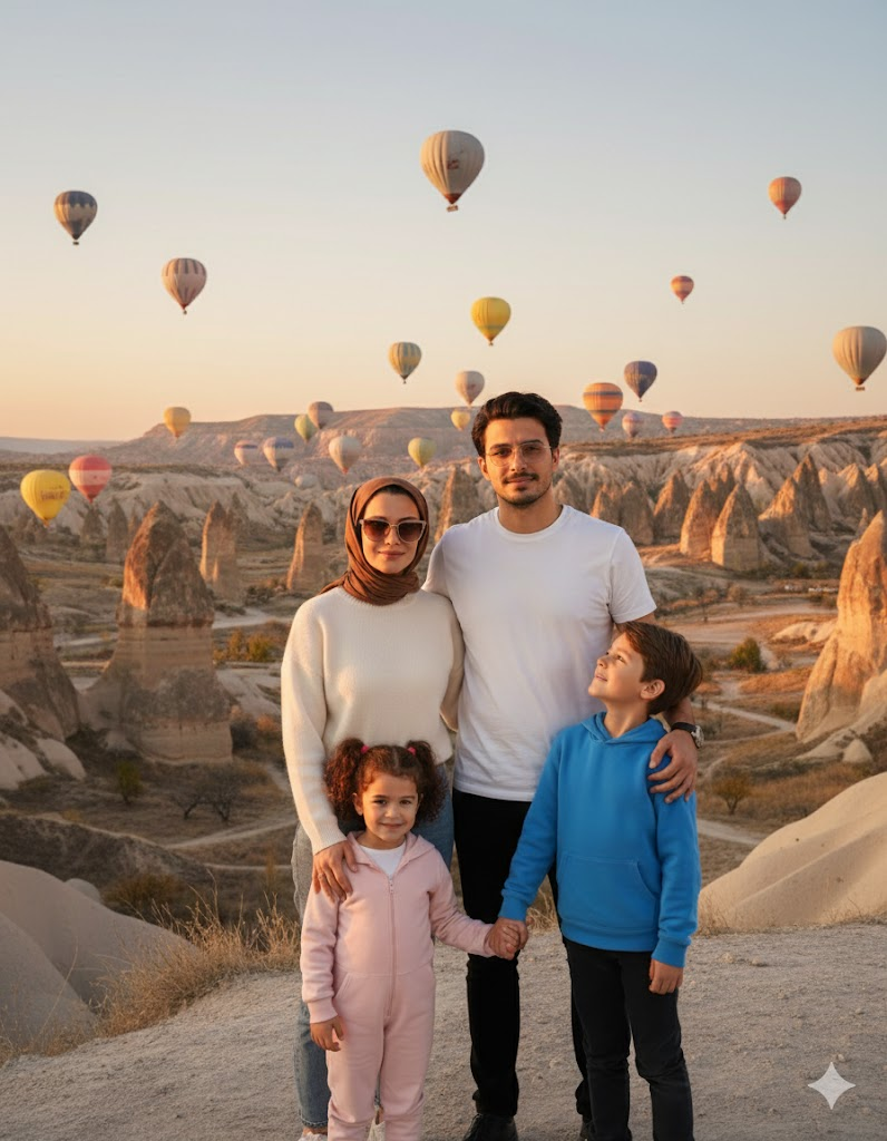 gemini aile fotoğrafı yapma promptları Kapadokya aile fotoğrafı
