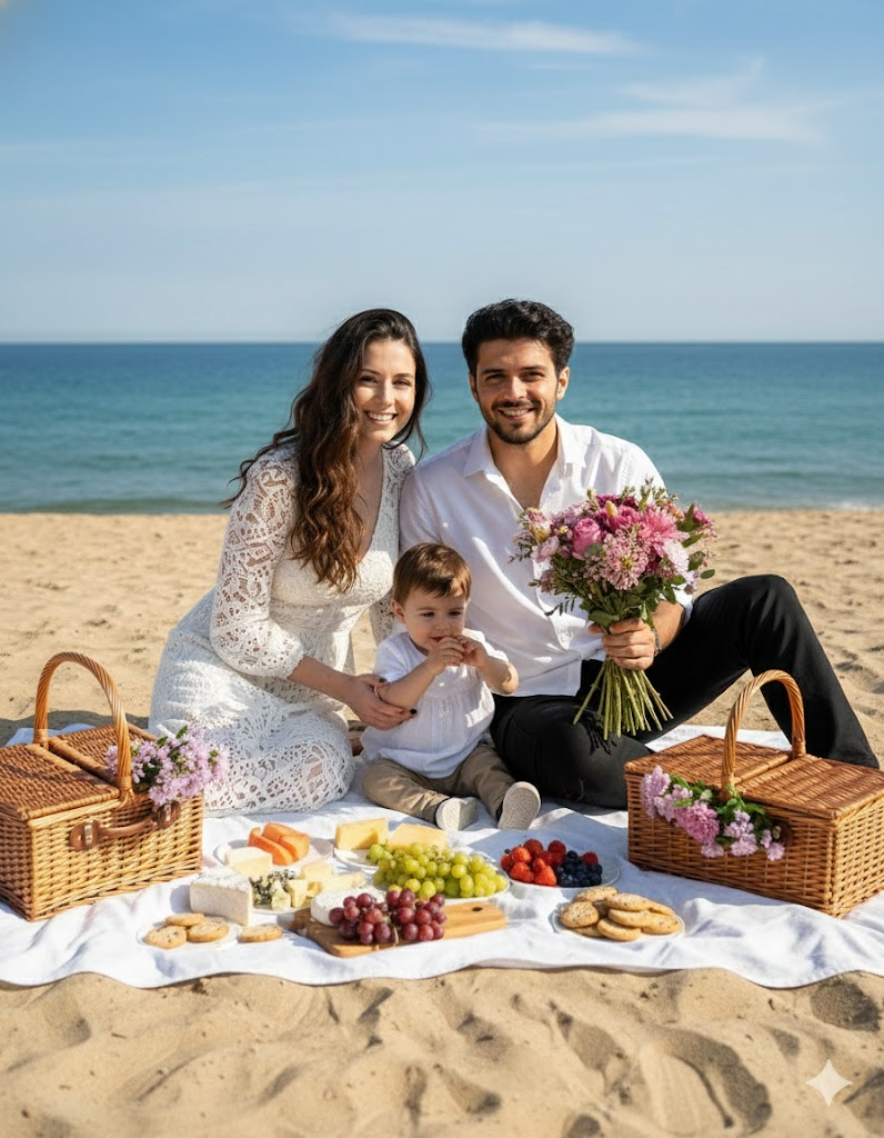 gemini aile fotoğrafı yapma promptları sahilde piknik aile