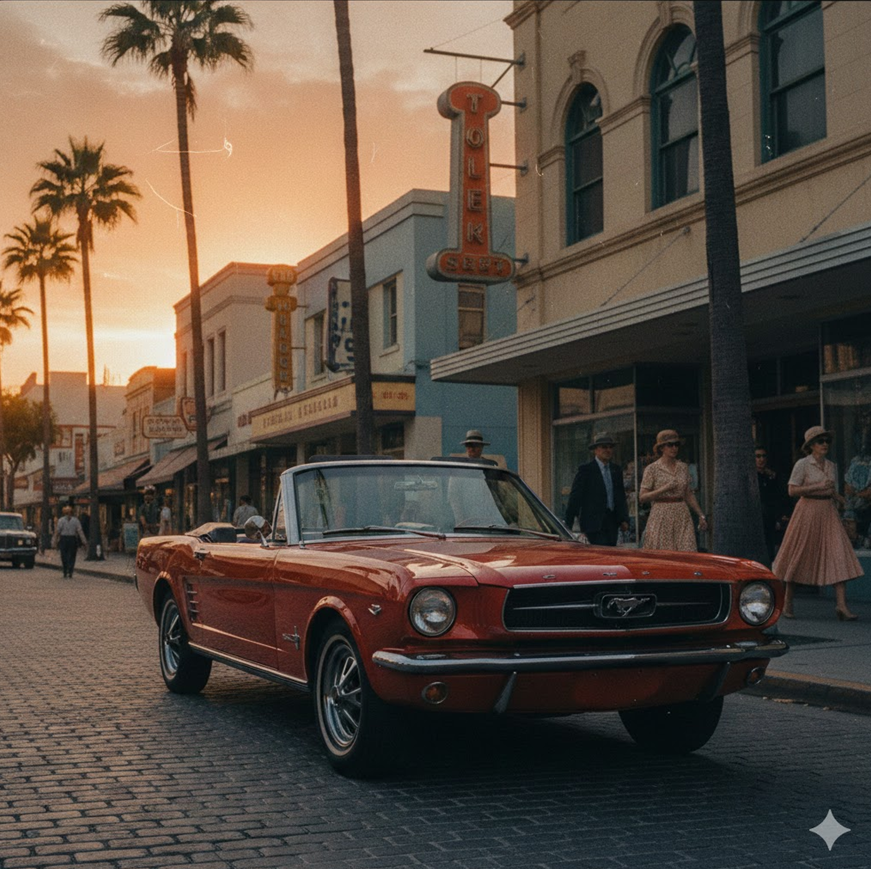 Retro klasik araba sahnesi