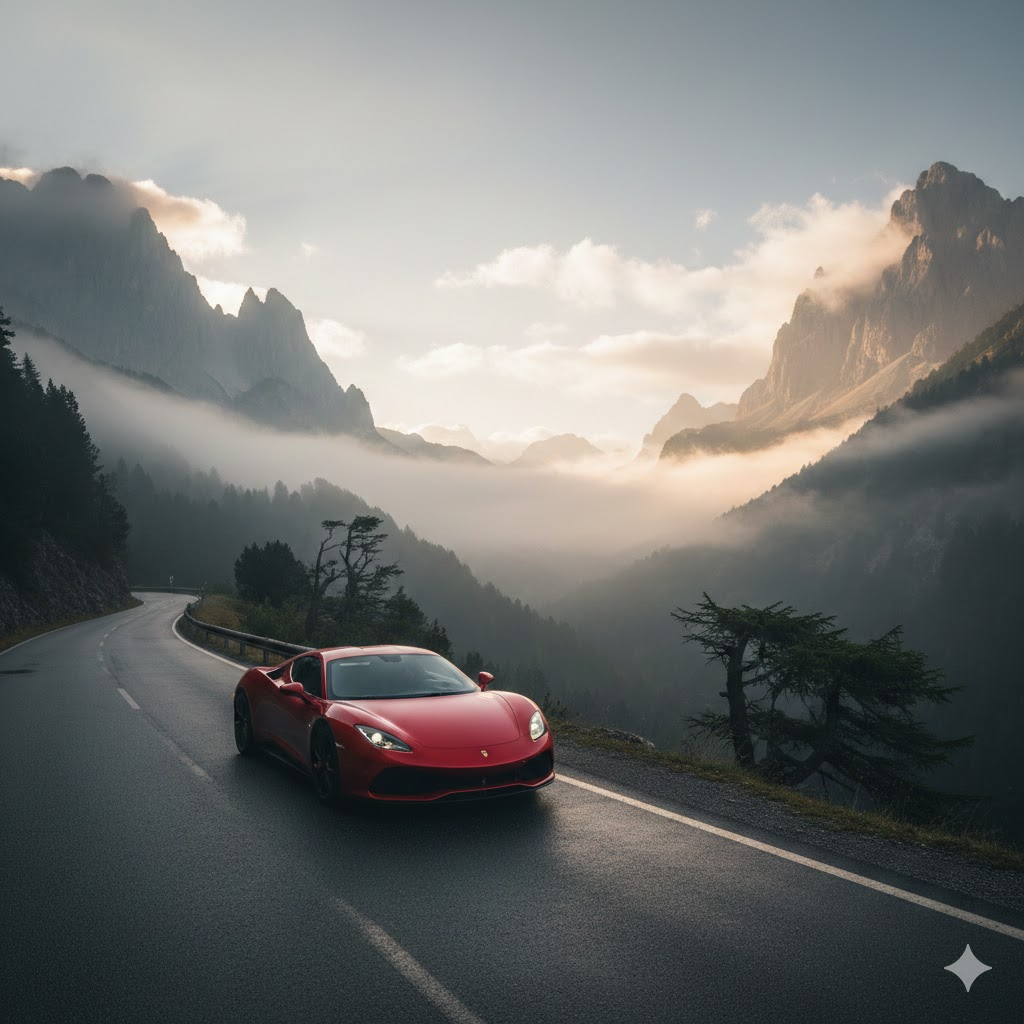 Gün batımı araba manzarası