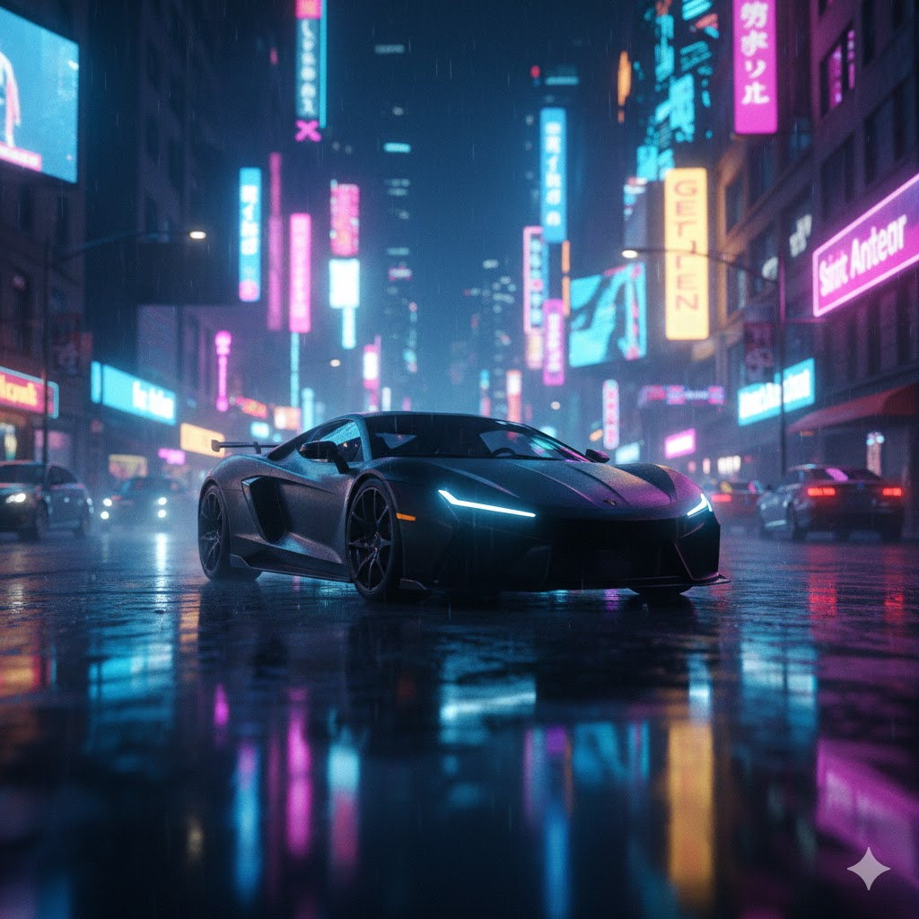 Gece şehir araba sahnesi