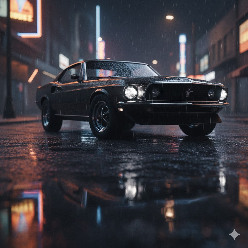 Yağmurlu sokak araba