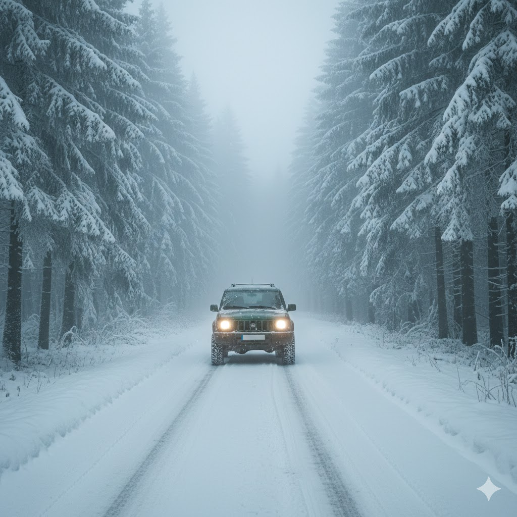 Karlı yol SUV