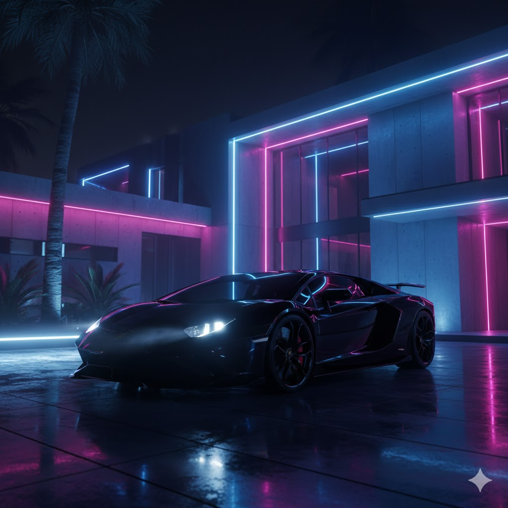 Gece lüks spor araba