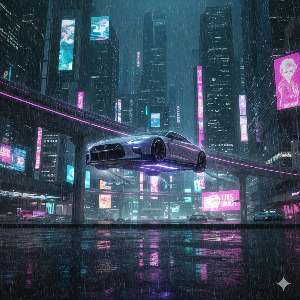 Cyberpunk gelecek arabası