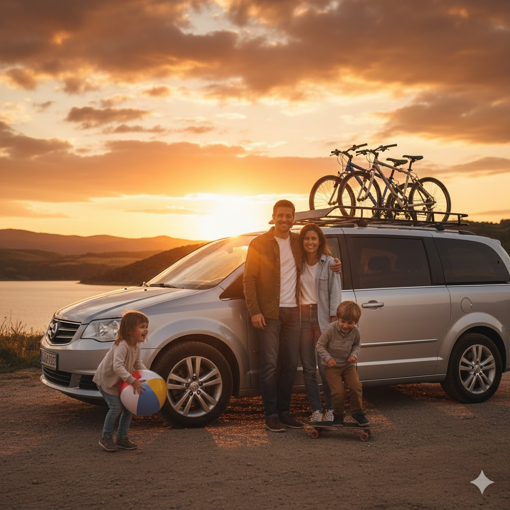 Aile ve araba sahnesi