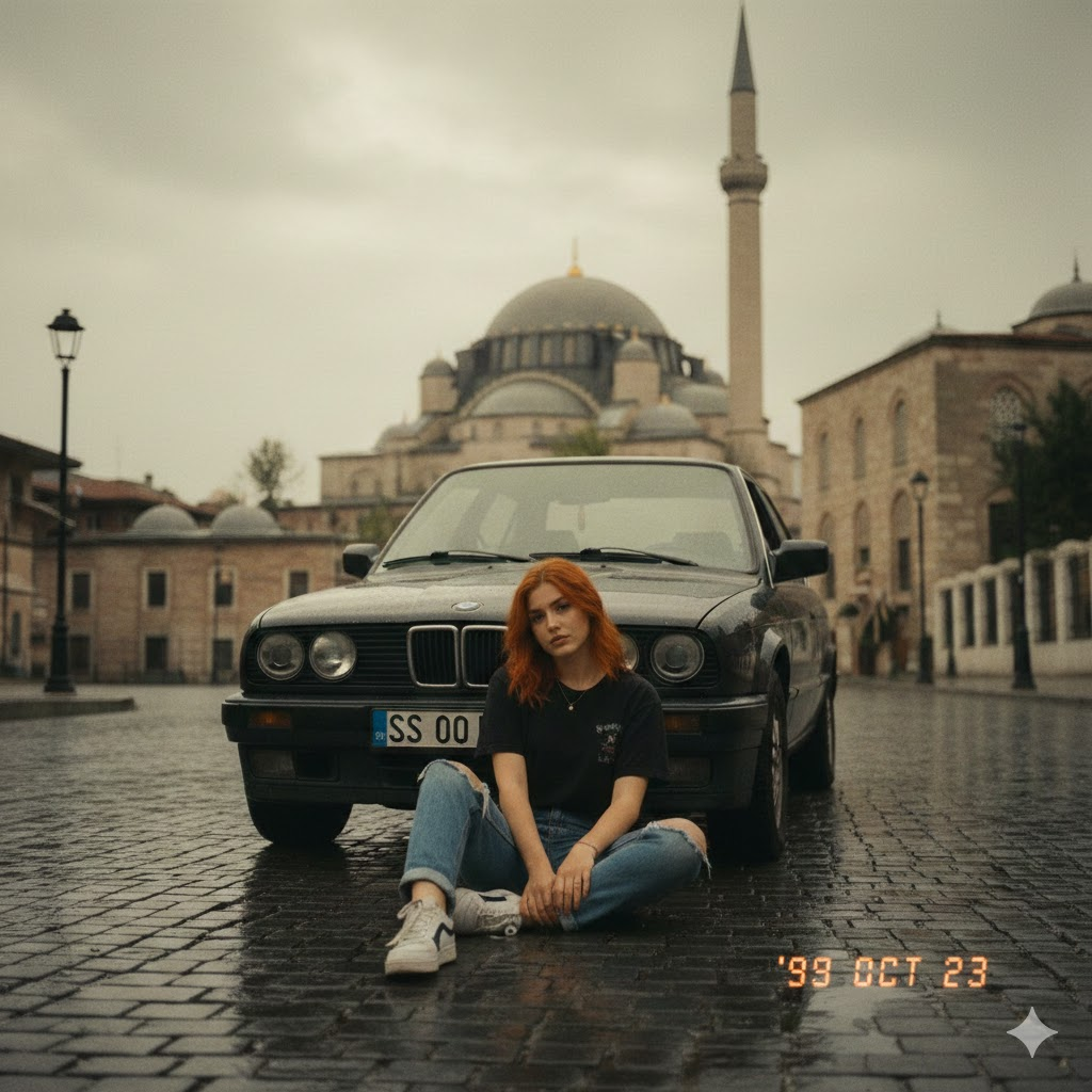 Klasik araba ve kadın