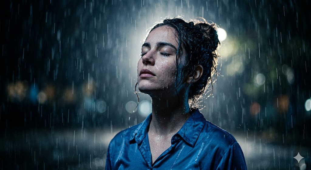 gece yağmur portre prompt