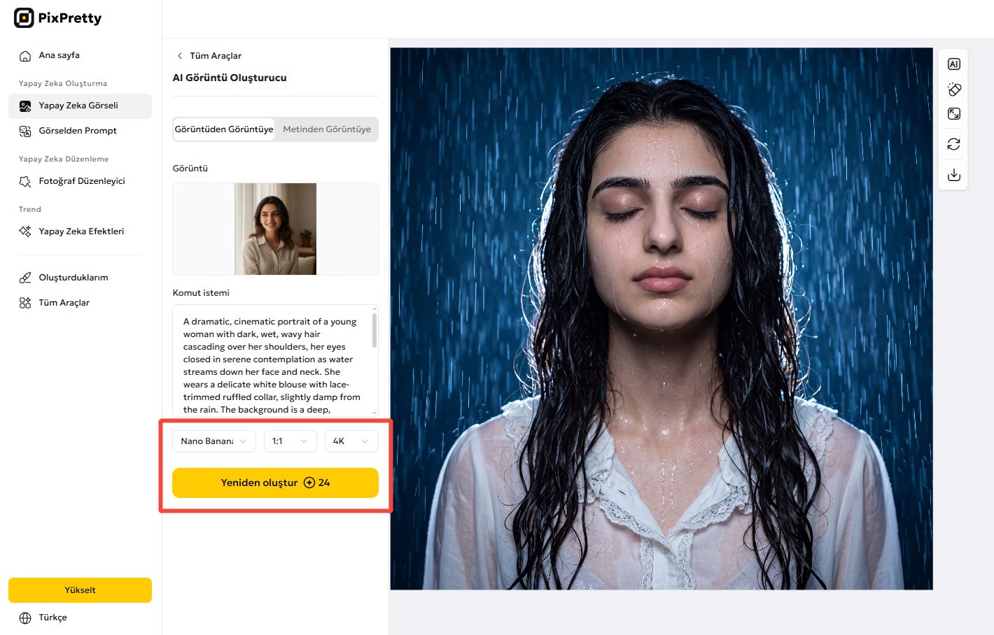 pixpretty ile yağmurlu fotoğraf yapma