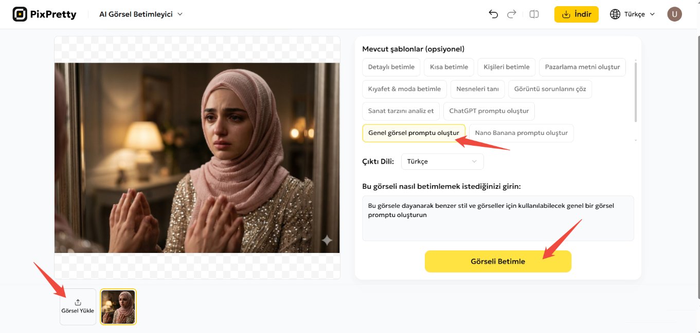 pixpretty ayna karşısında fotoğraf prompt oluşturma