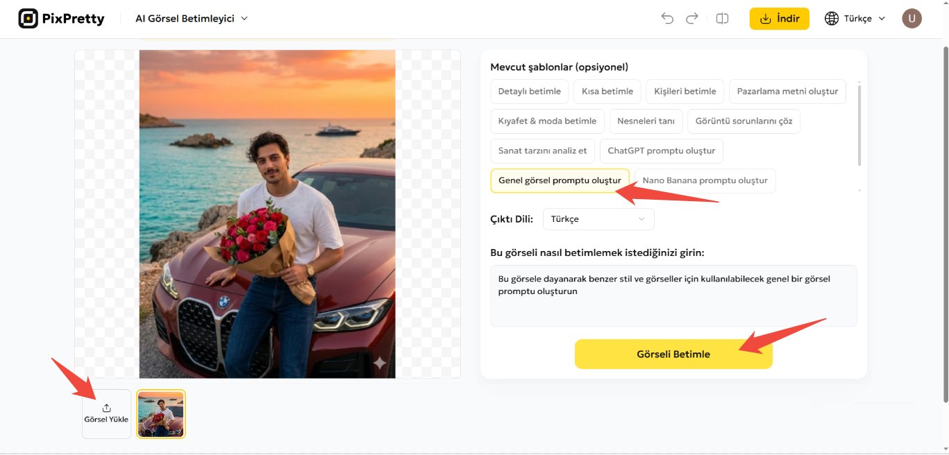 pixpretty görselden prompt oluşurma