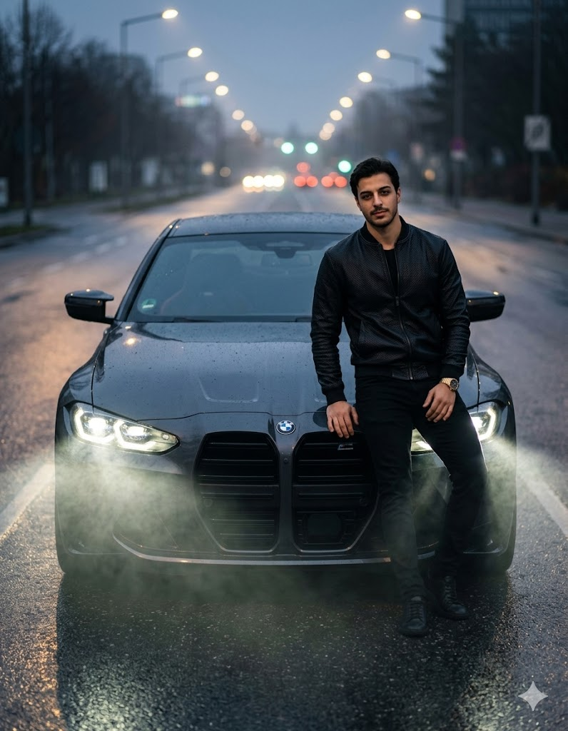 Düşük açıdan BMW M4 ve erkek