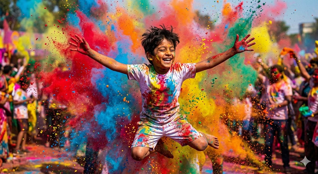 Renkli boya patlamasıyla çocuk