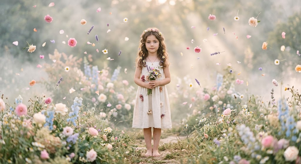 Pastel rüya ortamında çocuk