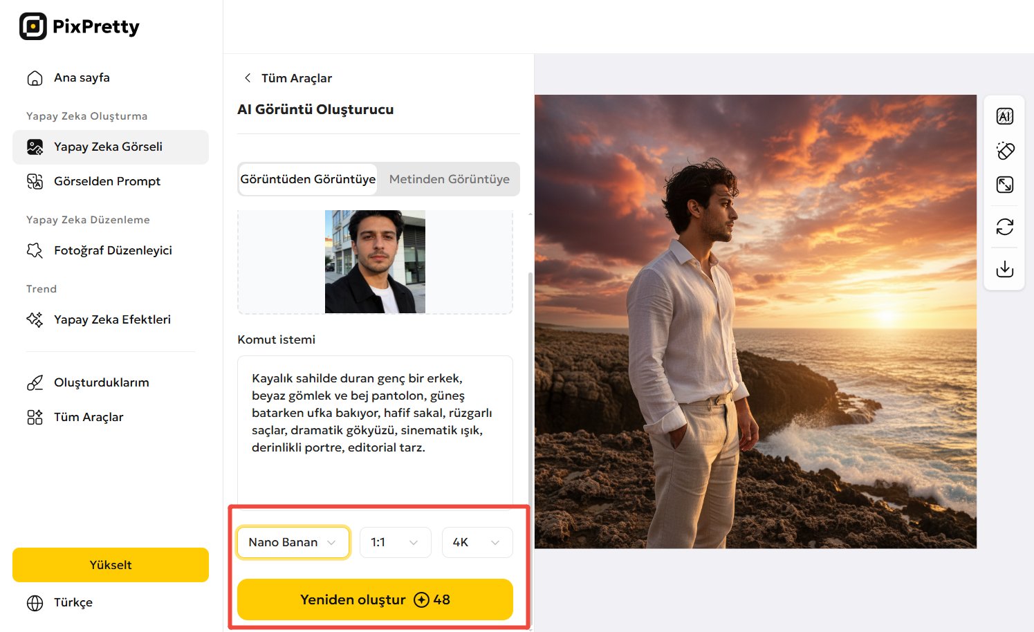 pxipretty deniz kenarı portre oluşturma