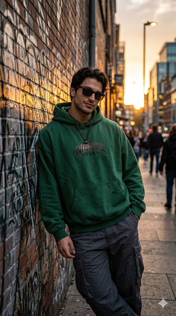 AI erkek streetwear moda portre