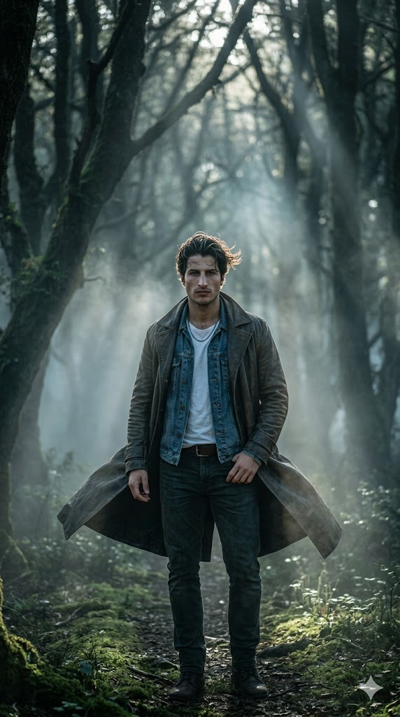 AI gizemli orman erkek portre