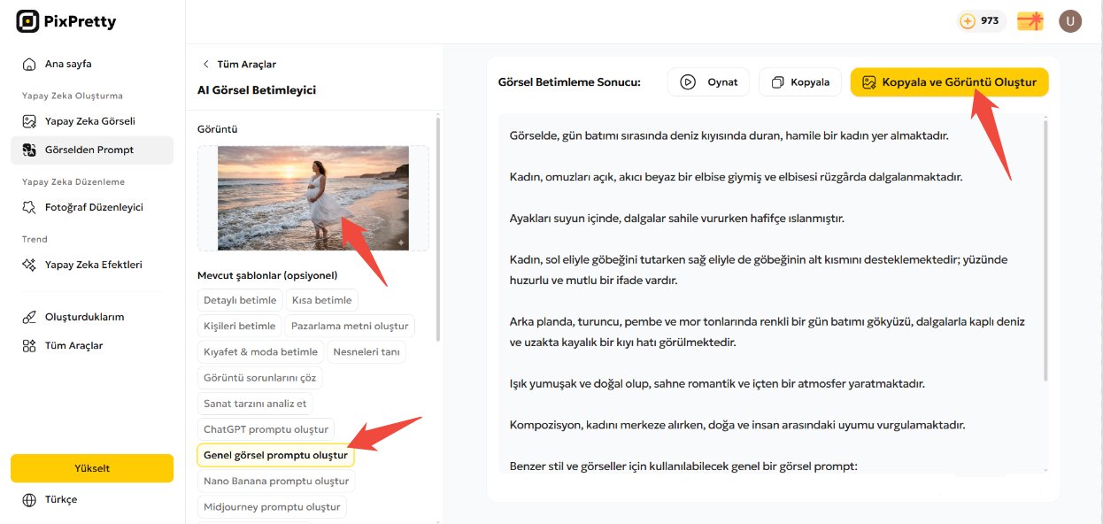 pixpretty hamile fotoğraftan prompt oluşturma