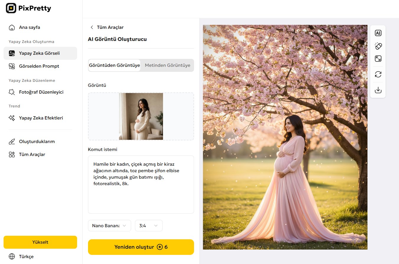 pixpretty ile hamile fotoğraf yapma