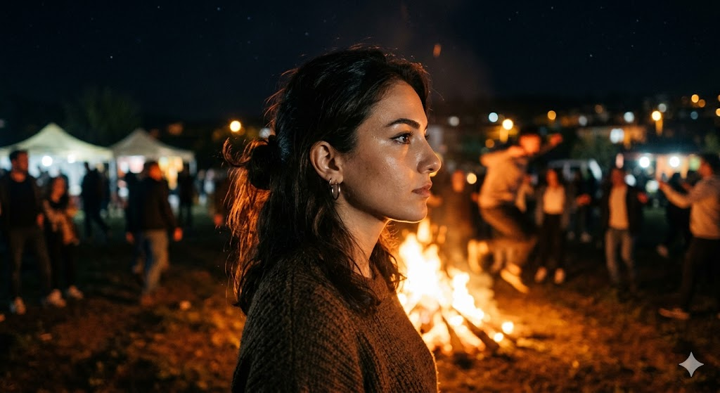 yan profil ateş ışığı