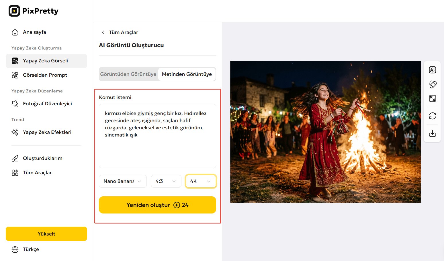 Pixpretty ile Hıdırellez Günü Görsel Oluşturma