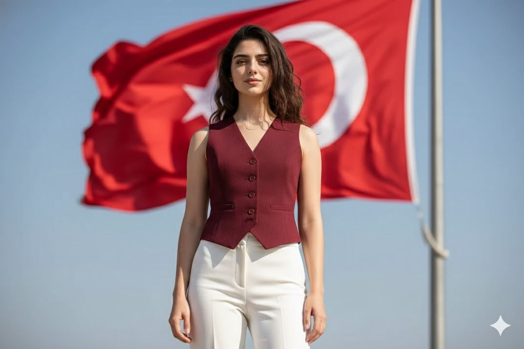 gemini ile türk bayrağı fotoğraf yapma promptları profesyonel portre şık kadın