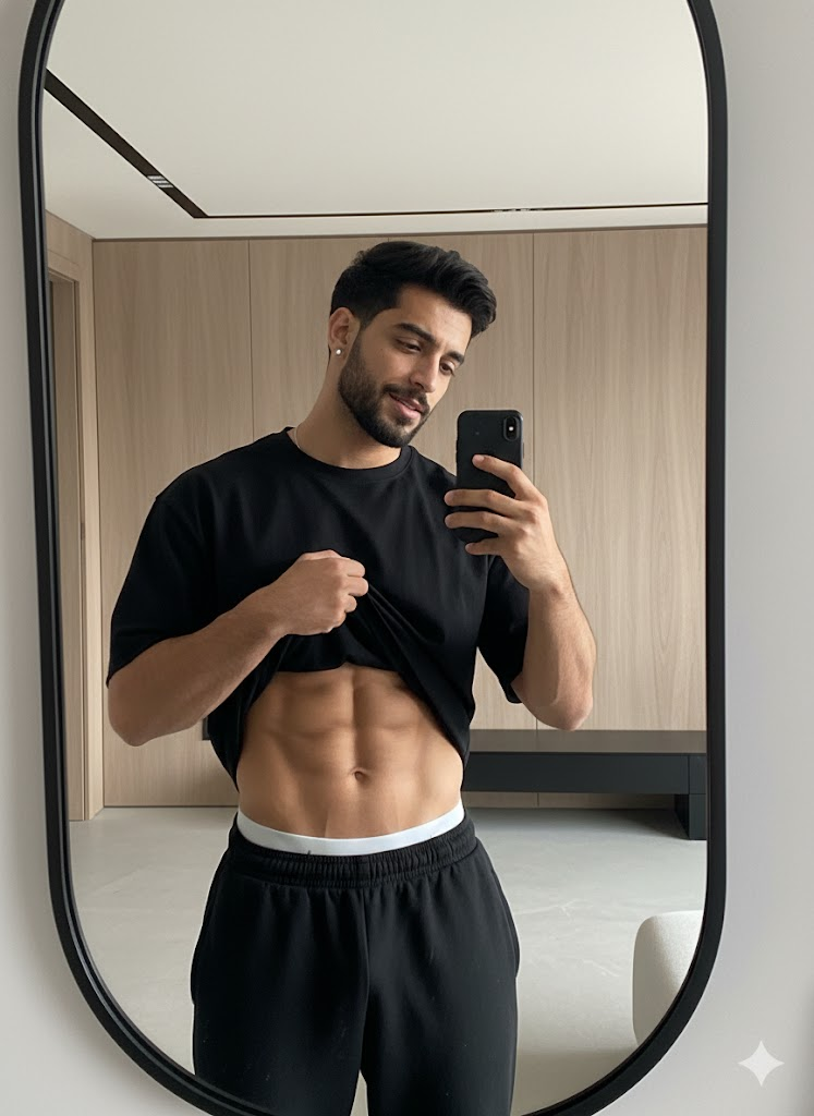 Gemini karın kası fotoğraf yapma promptları ile spor salonu selfie vücut geliştirme