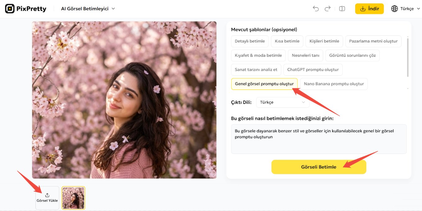 pixpretty kiraz çiçeği portrelerden anında promptu oluşturun