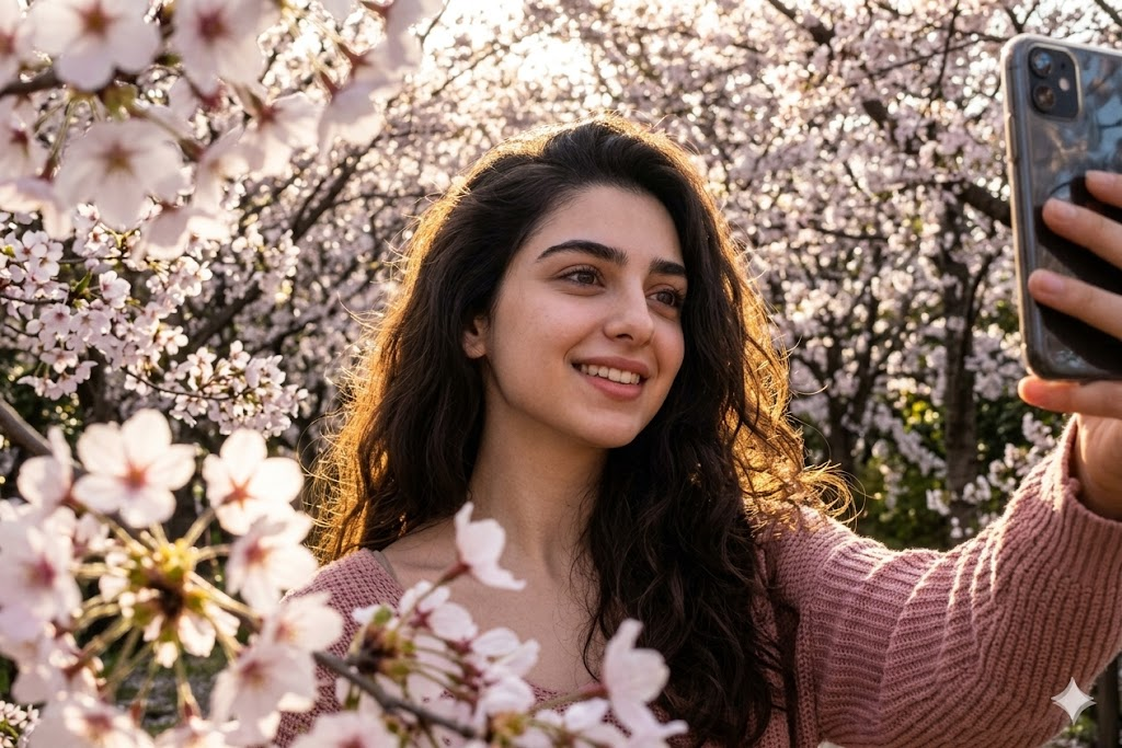 AI sakura selfie prompt