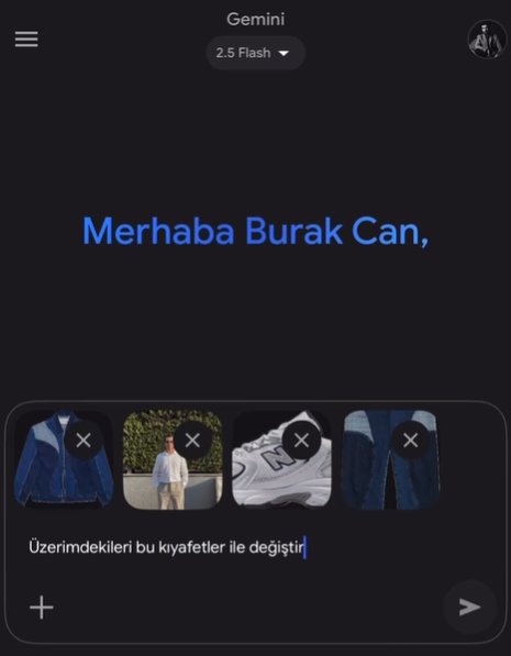 gemini çoklu fotoğraf birleştirme ile kıyafet değiştirme