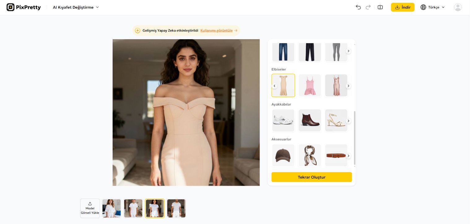 pixpretty ai kıyafet değiştirme
