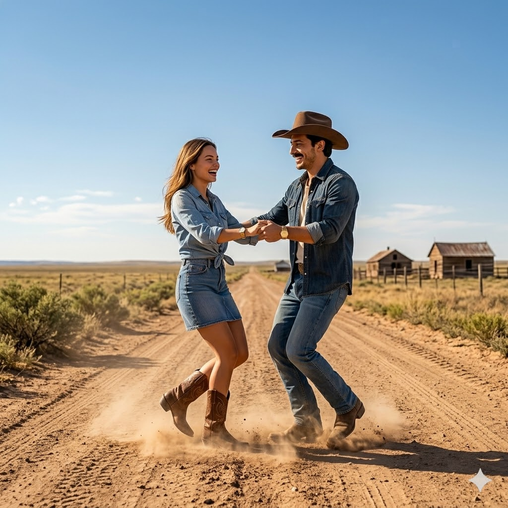 Rodeo panayırında eğlenceli çift