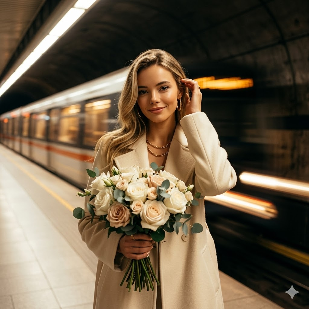 Saçını kulağının arkasına atan kadın