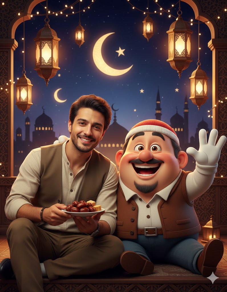 أوامر إنشاء صور رمضان في Gemini - صورة شخصية كوميدية لرمضان