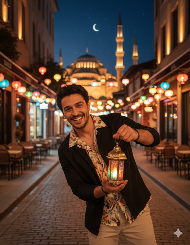 أوامر إنشاء صور رمضان في Gemini - فكاهة في شارع رمضاني