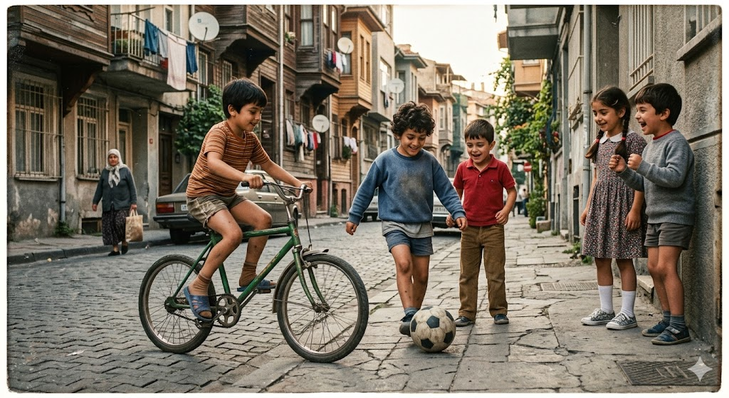 Mahallede oynayan çocuklar eski sokak