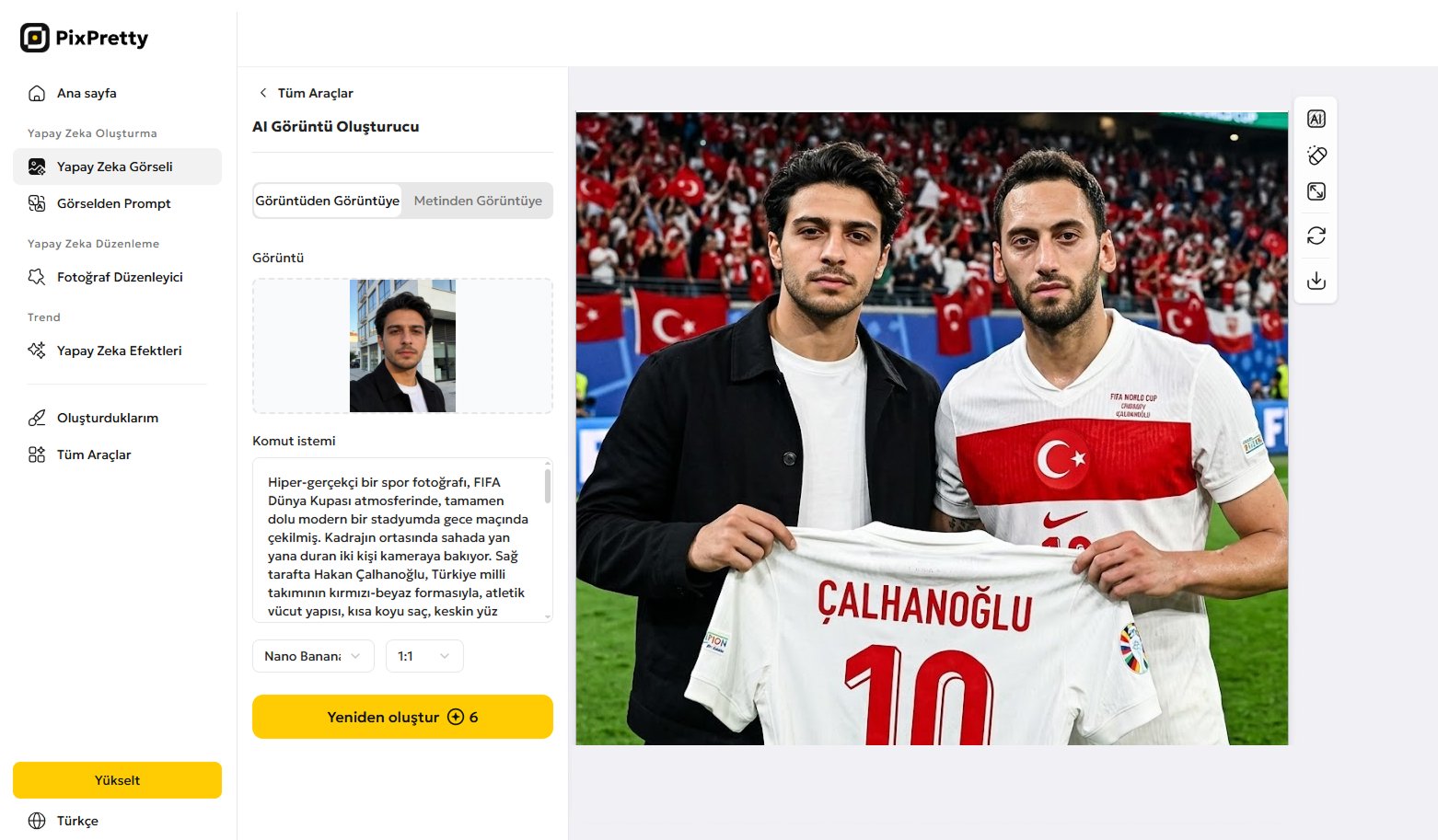 Pixpretty ile Taraftar Fotoğrafı Oluşturma